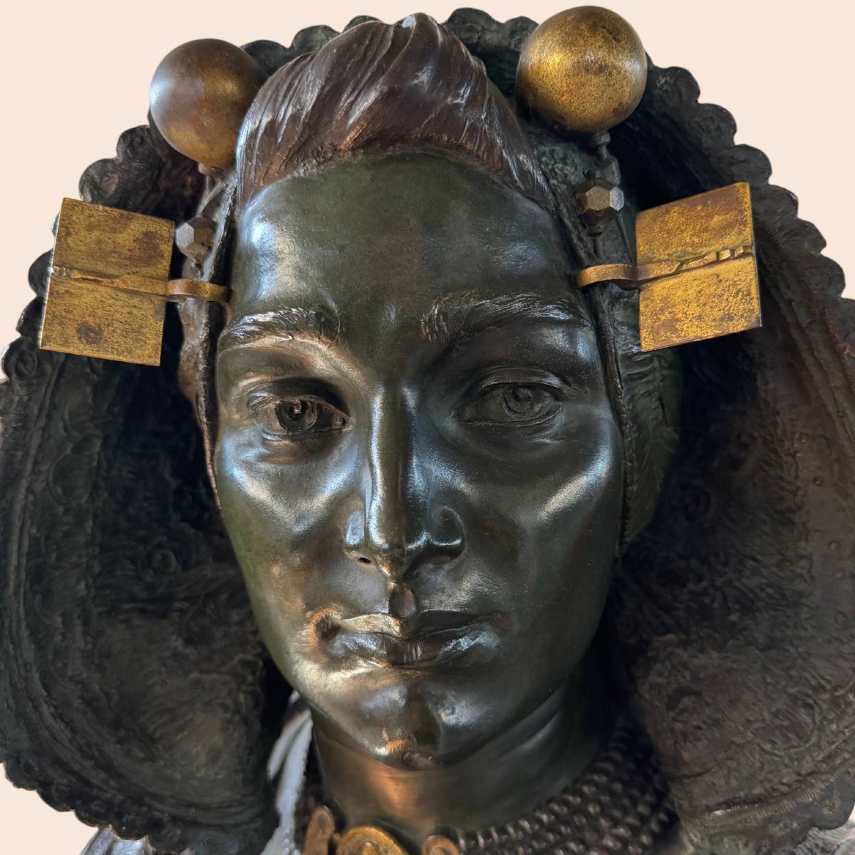 Costantino Barbella (1852–1925) – Important Signed Bronze Bust Of A Woman-photo-5
