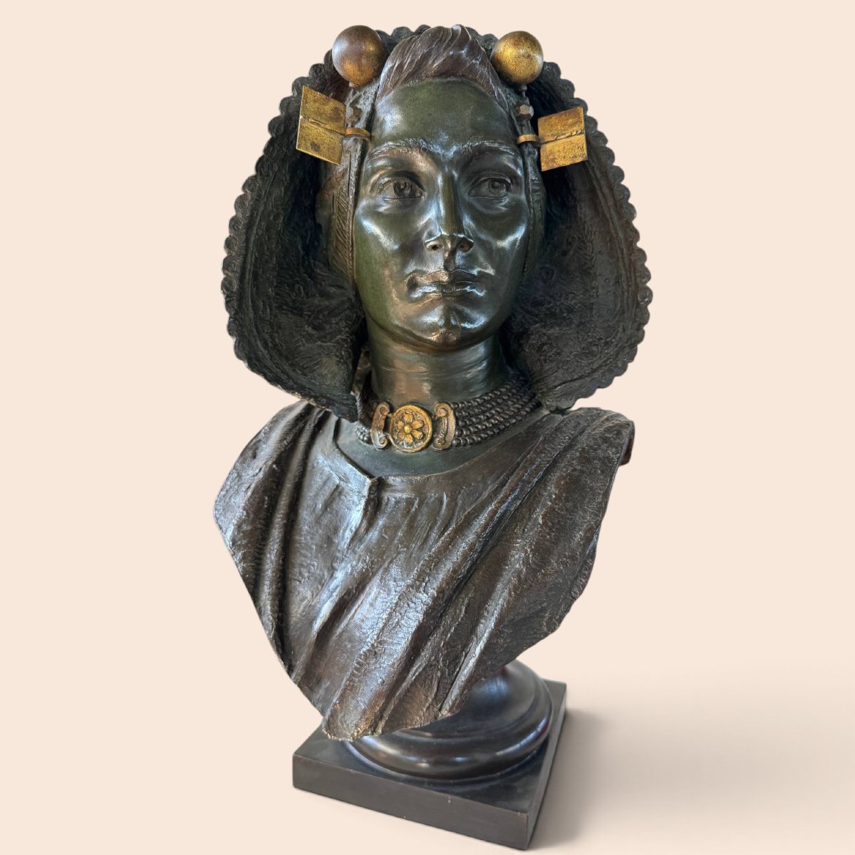 Costantino Barbella (1852–1925) – Important Signed Bronze Bust Of A Woman