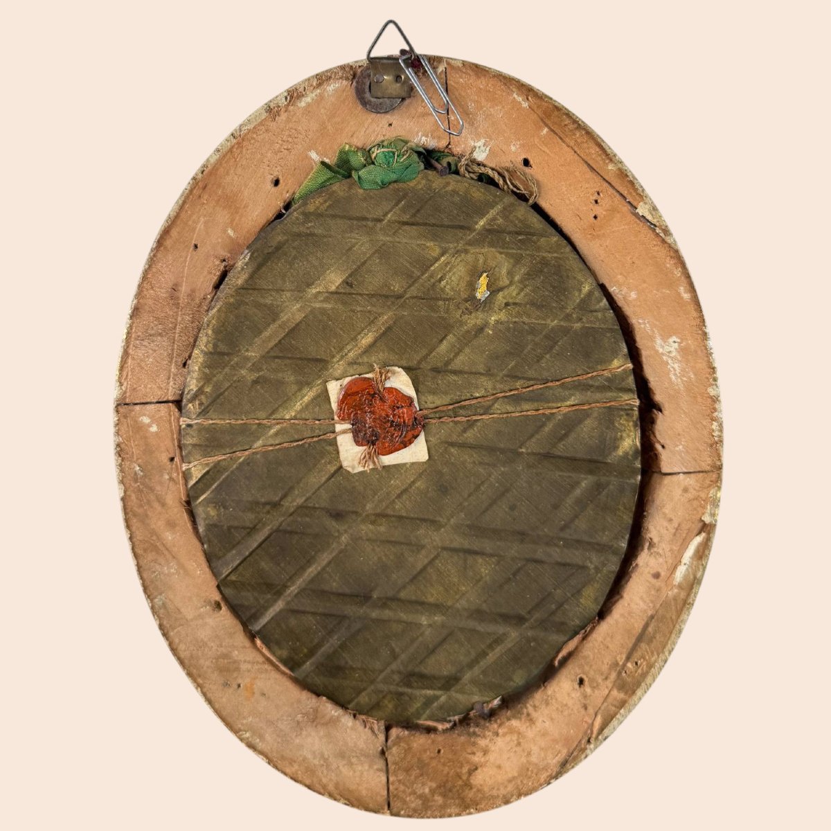 Rare reliquaire ovale avec reliques des Apôtres et des Évangélistes et sceau en cire-photo-4