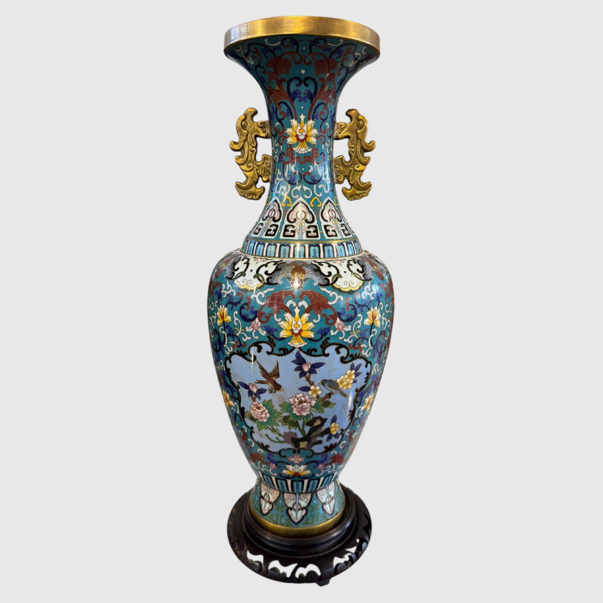 Paire de vases chinois en cloisonné-photo-4