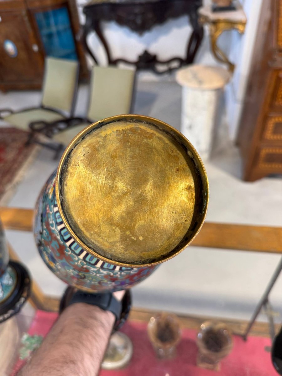 Paire de vases chinois en cloisonné-photo-1