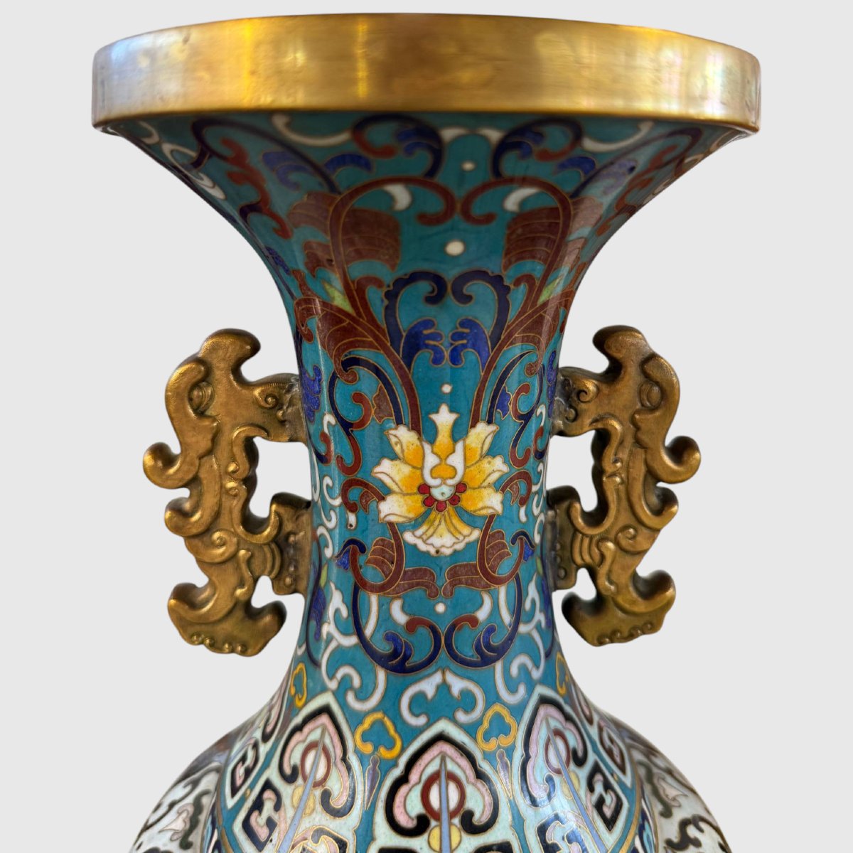 Paire de vases chinois en cloisonné-photo-3