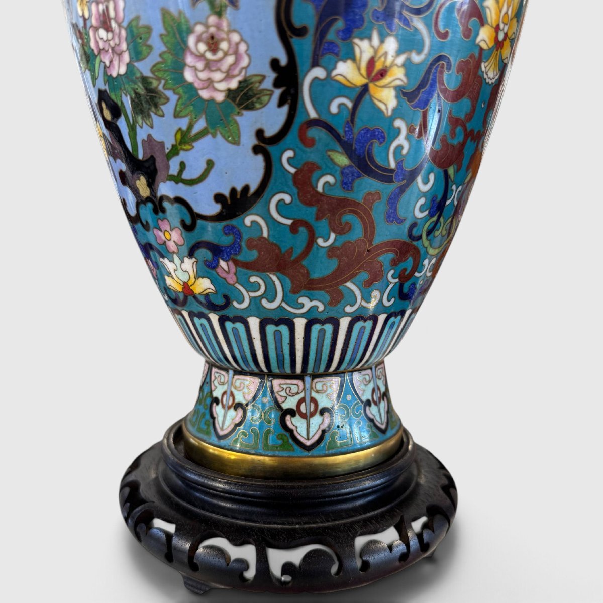 Paire de vases chinois en cloisonné-photo-6