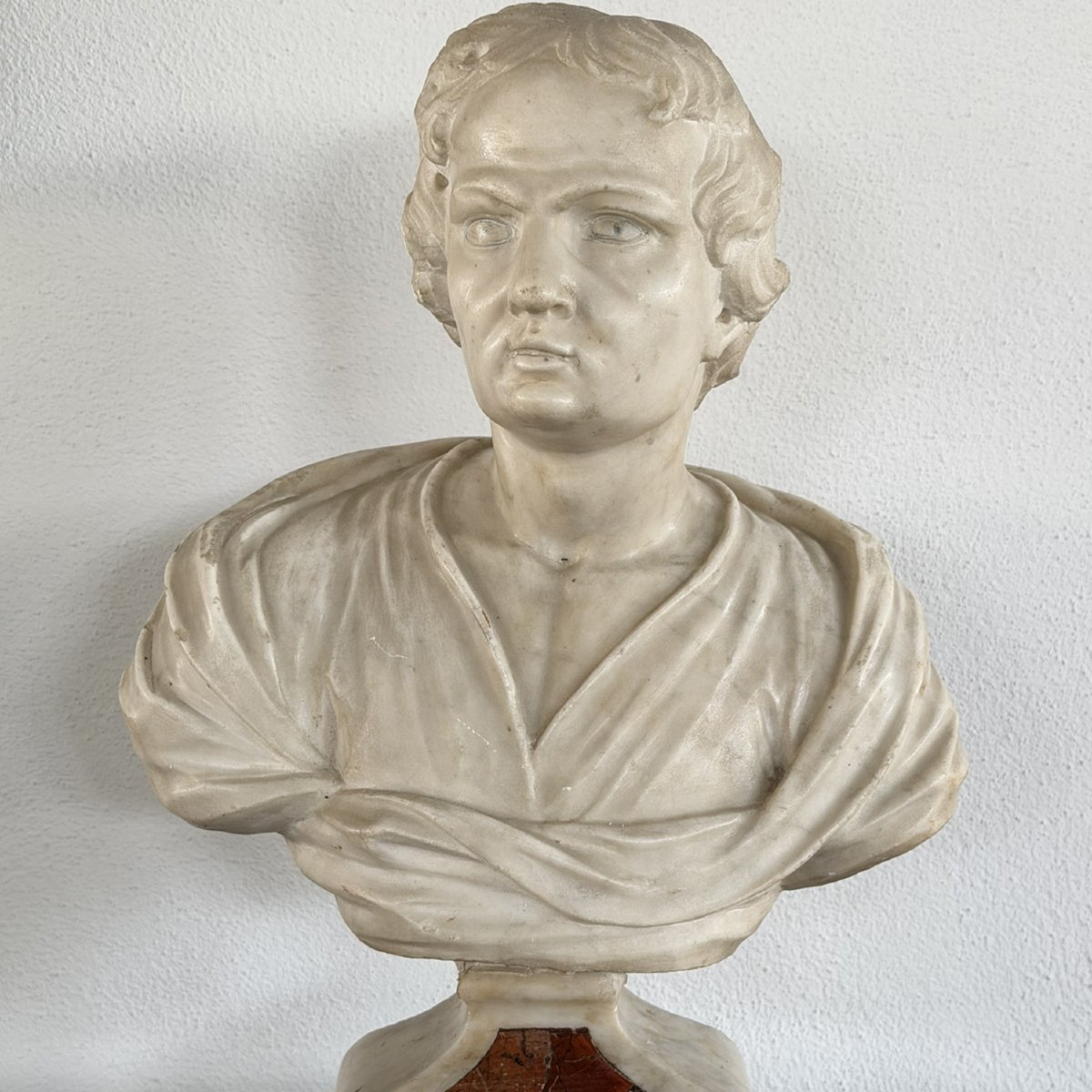 Carrara Marble Bust Depicting Lord Byron, Late 18th Century.-photo-3