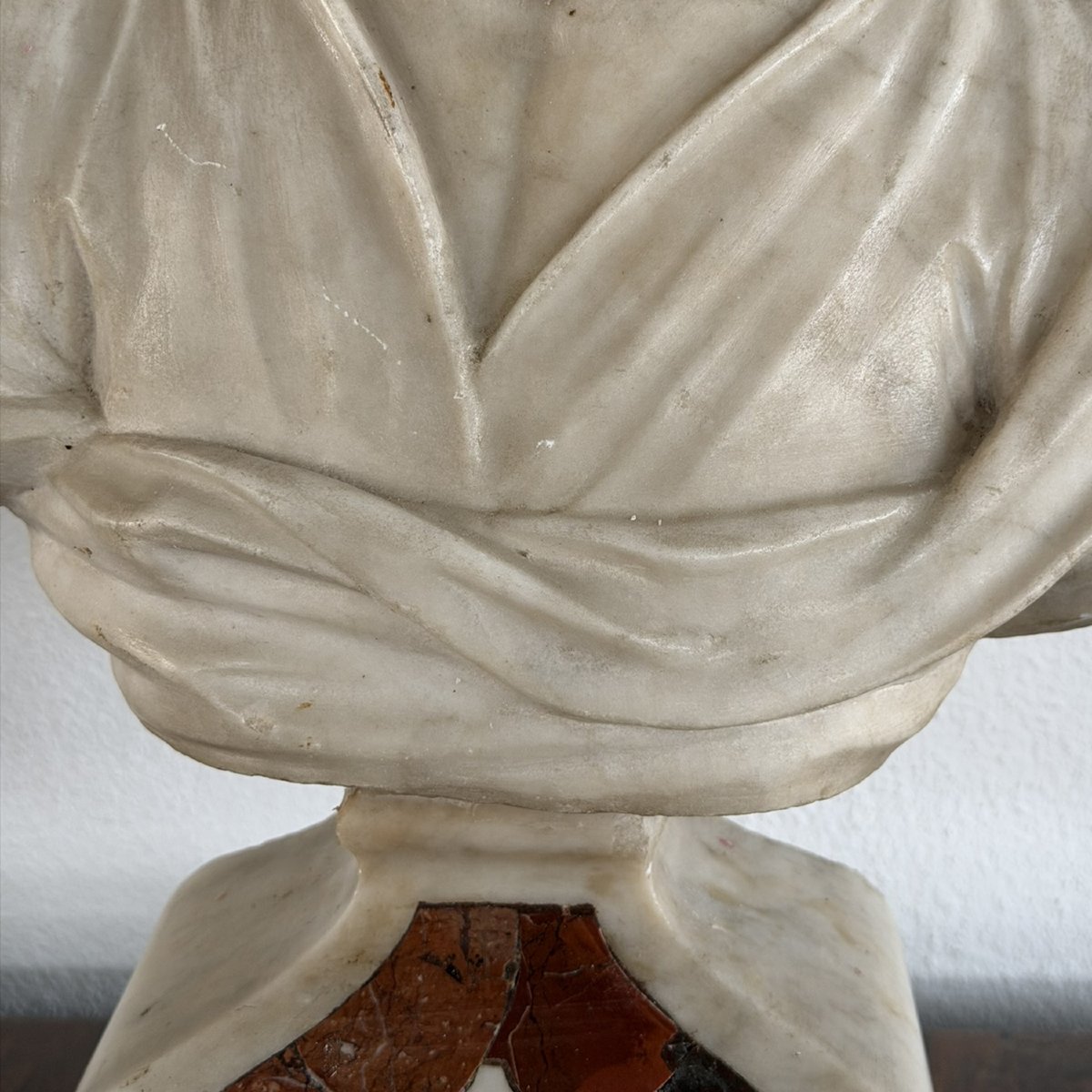 Carrara Marble Bust Depicting Lord Byron, Late 18th Century.-photo-4