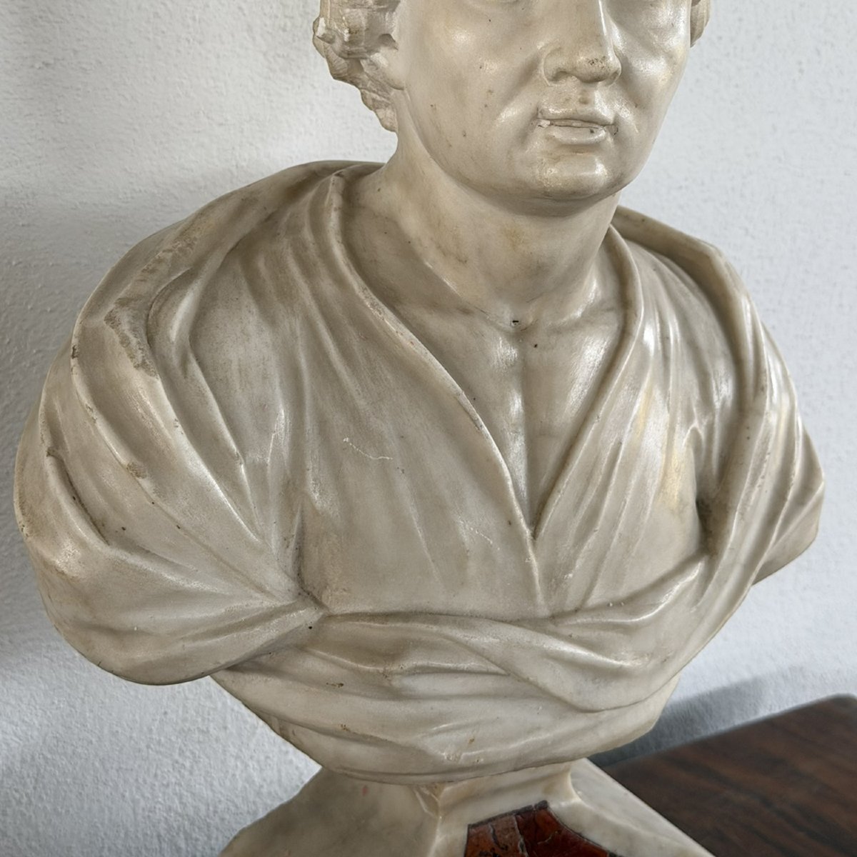 Carrara Marble Bust Depicting Lord Byron, Late 18th Century.-photo-3