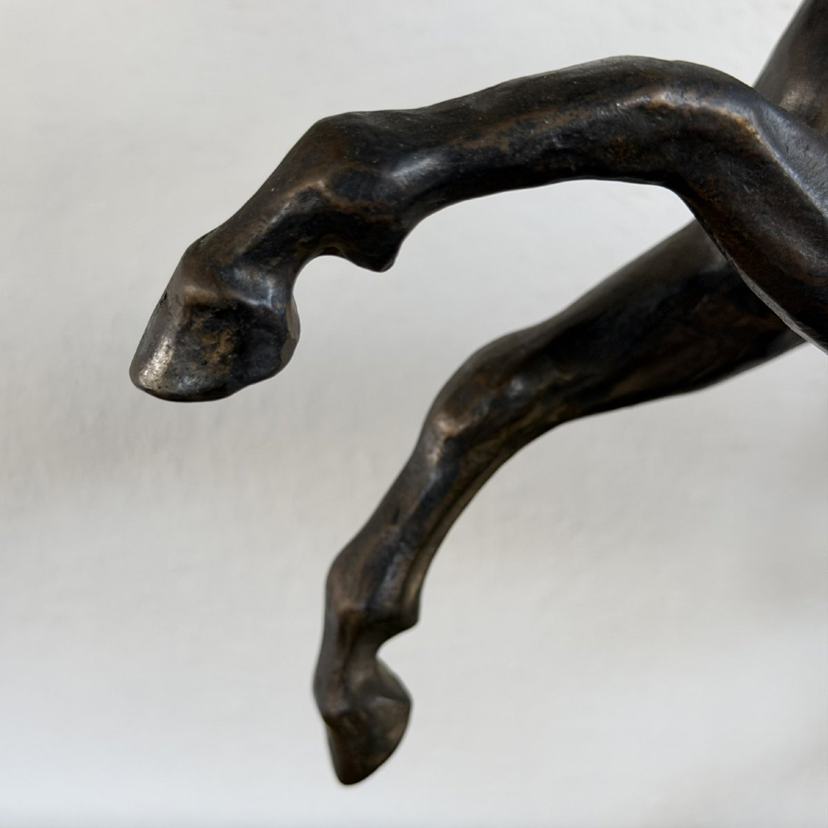 Ancienne sculpture en bronze, cheval cabré, fin du XIXe siècle-photo-3