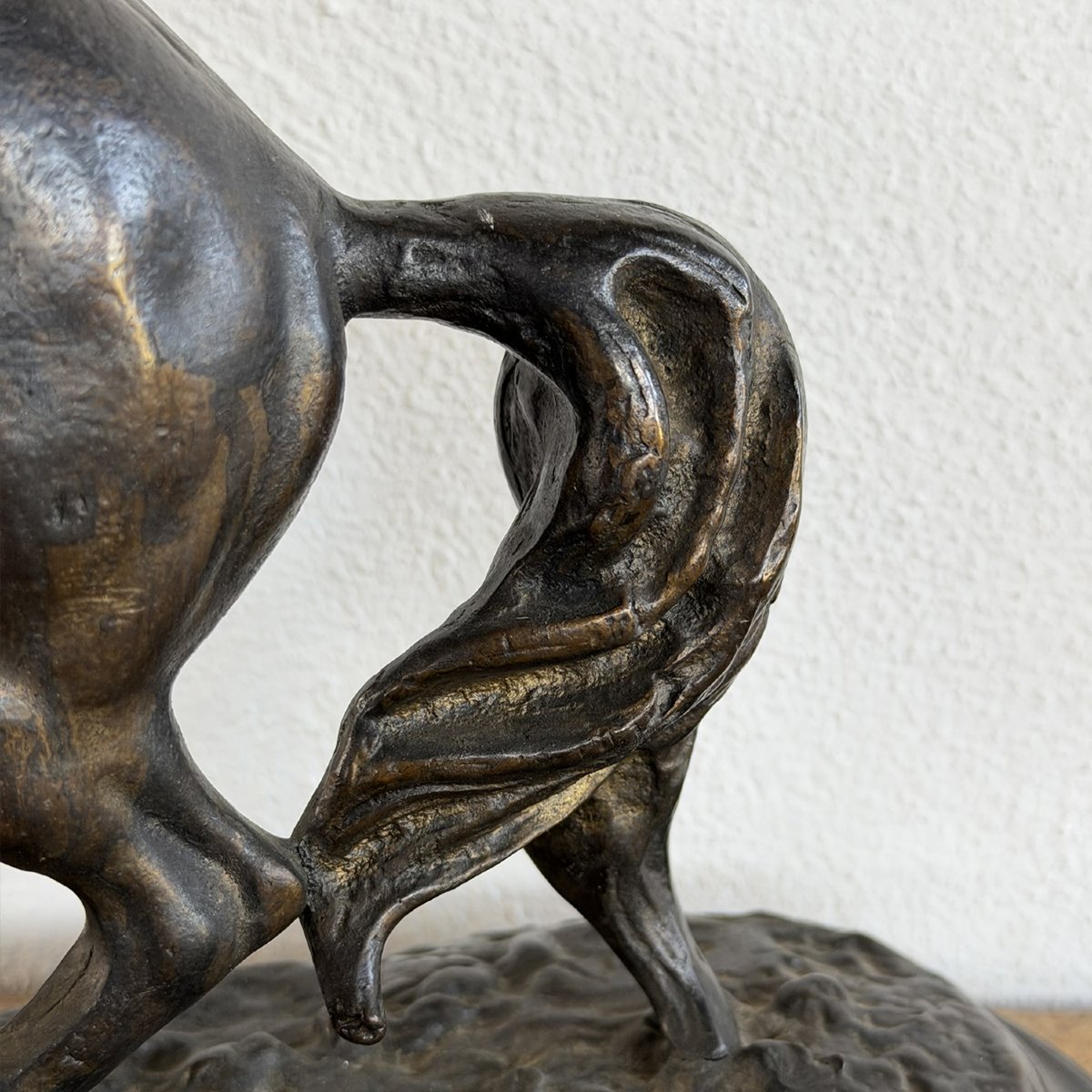 Ancienne sculpture en bronze, cheval cabré, fin du XIXe siècle-photo-4