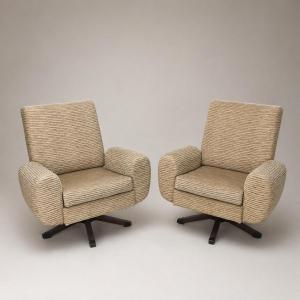 Pair Of Swivel Armchairs In 1960s Design