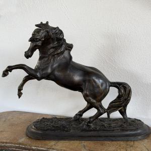 Antique Bronze Sculpture Of A Rearing Horse, Late 19th Century