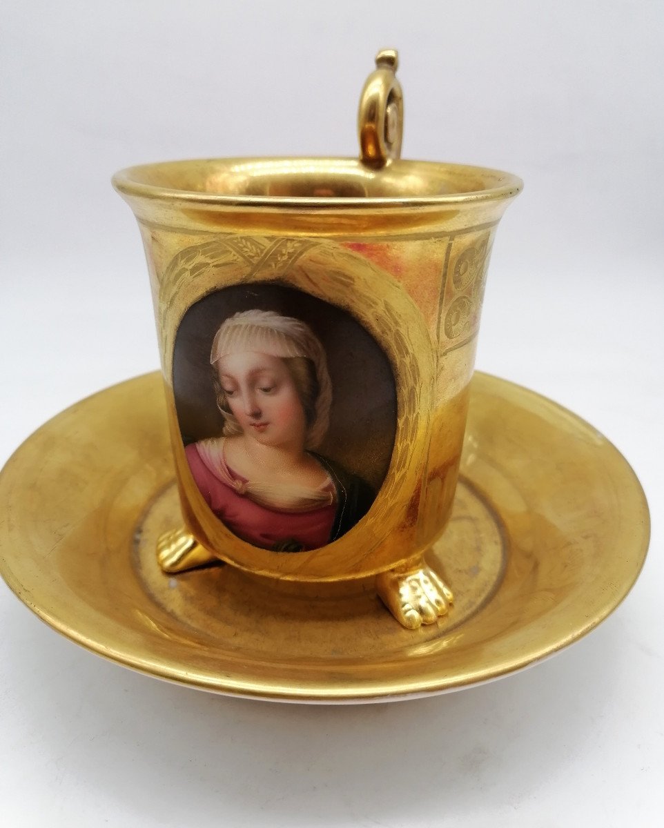 Paris Porcelain Empire Cup With Miniature