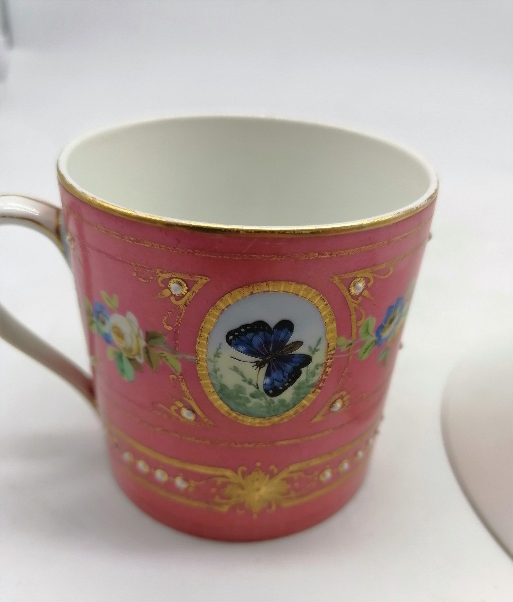 Tasse En Porcelaine Aux Papillons - Sèvres XIXème-photo-2