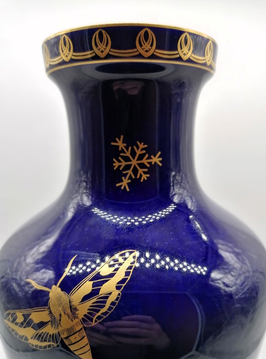 Blue Sèvres Porcelain Vase 1914-photo-4