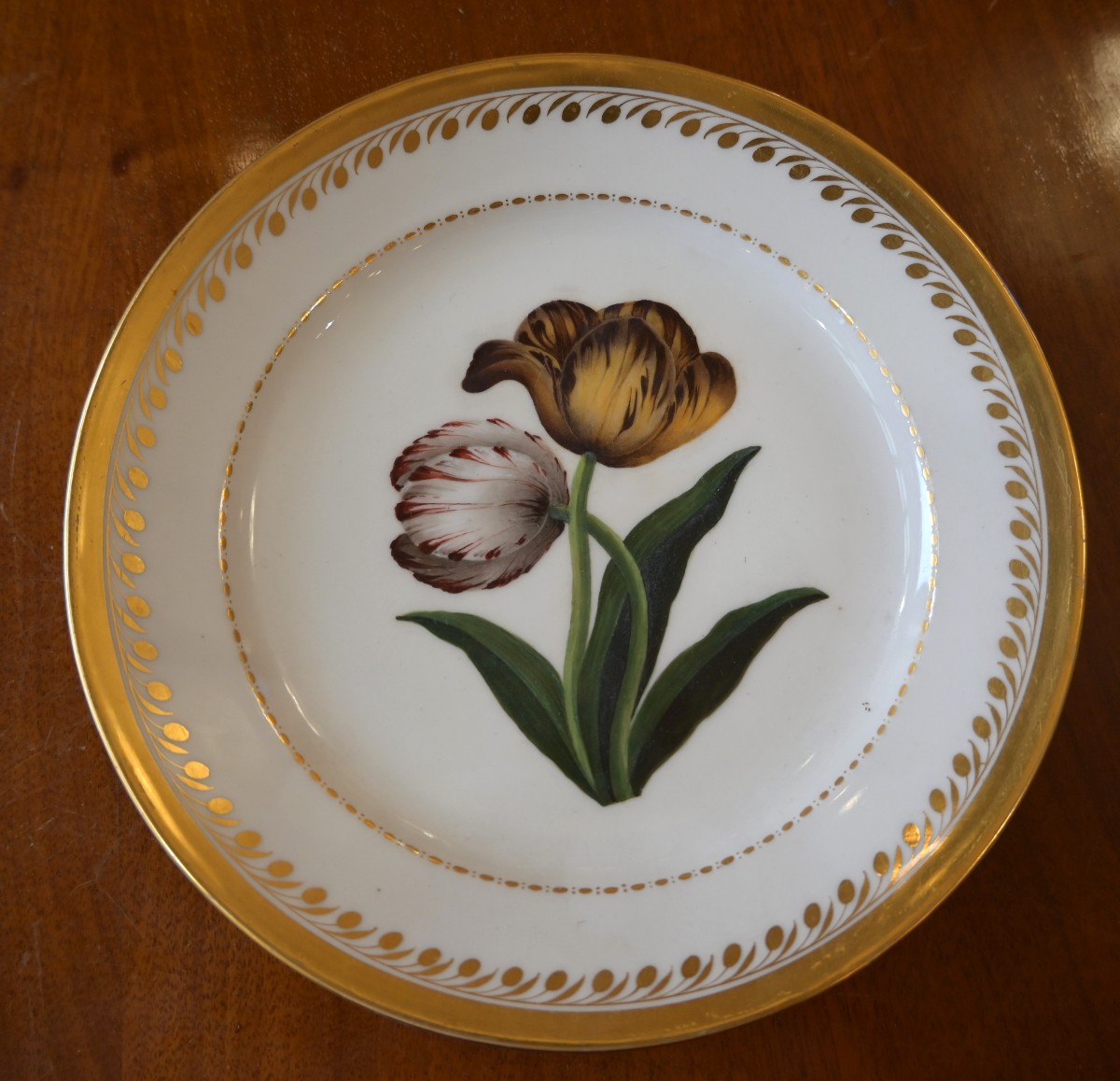 6 assiettes, Service Botanique, Flamen-fleury, Paris 1820-1830-photo-4