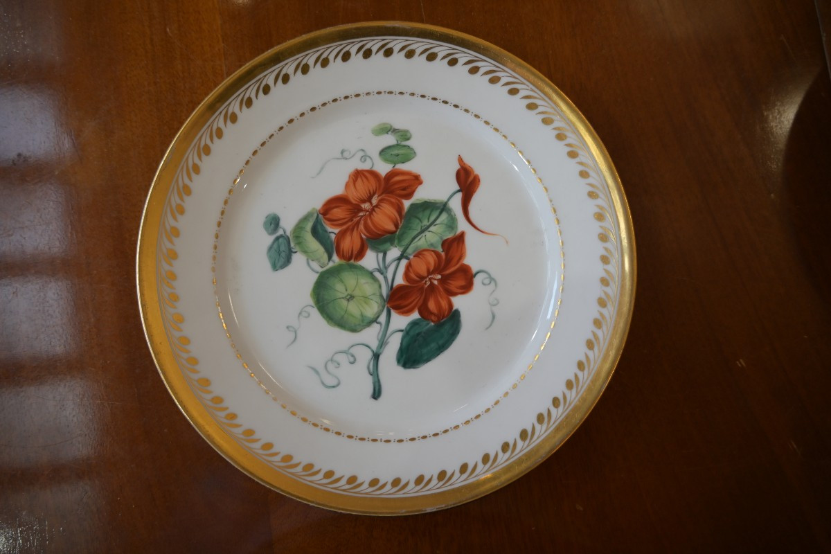 6 assiettes, Service Botanique, Flamen-fleury, Paris 1820-1830-photo-2