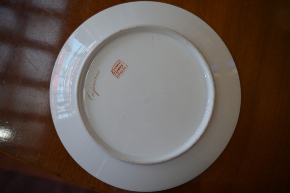 6 assiettes, Service Botanique, Flamen-fleury, Paris 1820-1830-photo-3