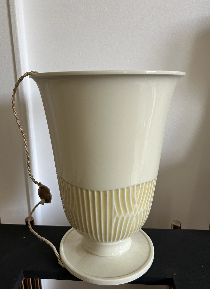 Sèvres Porcelain Lamp, Gauvenet, 1940-photo-3