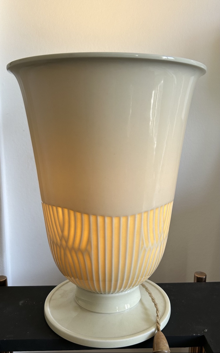 Sèvres Porcelain Lamp, Gauvenet, 1940-photo-4