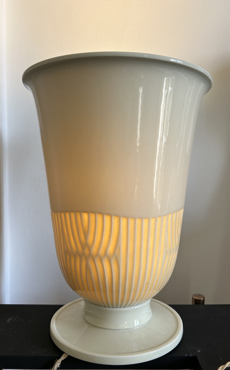 Sèvres Porcelain Lamp, Gauvenet, 1940