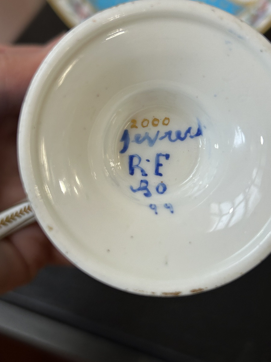 Tasse porcelaine tendre de Sèvres, époque révolutionnaire -photo-2