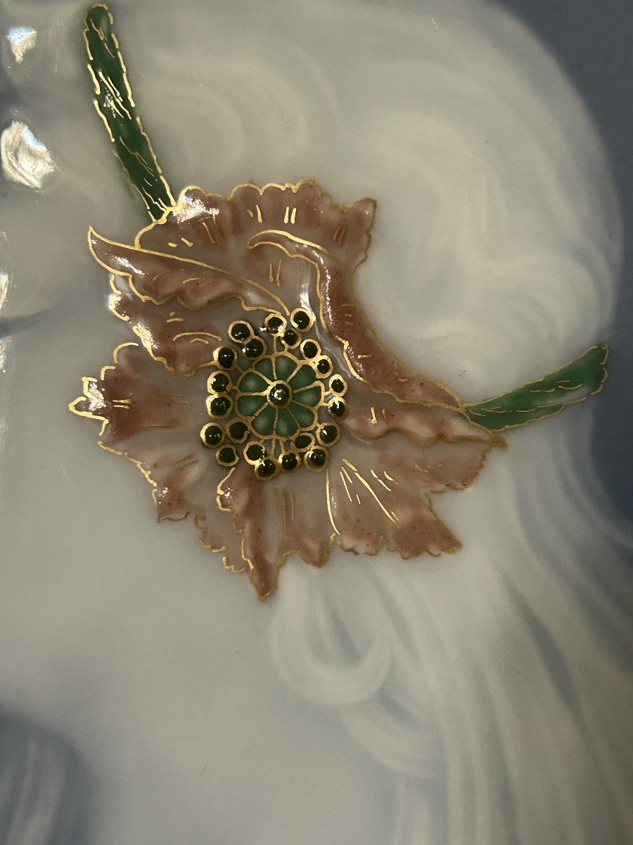 Pair Of Plates In Limoges Porcelain, Pâte Sur Pâte Decoration, Riffaterre-photo-1