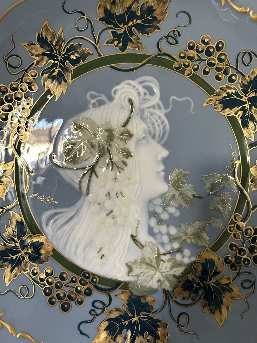 Pair Of Plates In Limoges Porcelain, Pâte Sur Pâte Decoration, Riffaterre-photo-3