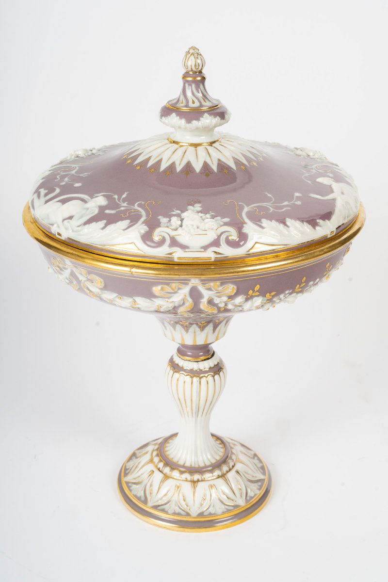  Covered Bowl Made Of Sèvres Porcelain With A Paste-on-paste Decoration, By Jules Archelais, Second Empire-photo-2