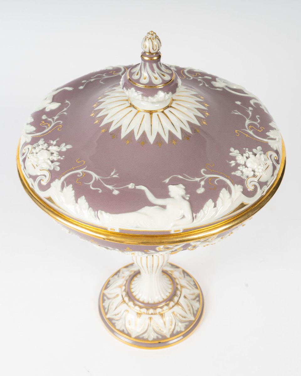  Covered Bowl Made Of Sèvres Porcelain With A Paste-on-paste Decoration, By Jules Archelais, Second Empire-photo-5