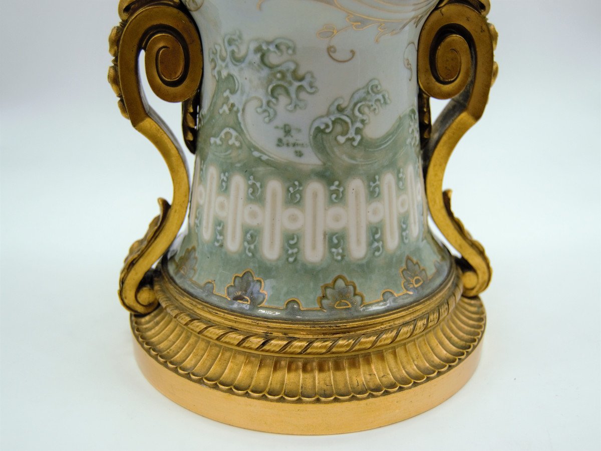 Albert Dammouse (1848-1926) Workshop At Sevres - Porcelain Vase-photo-2