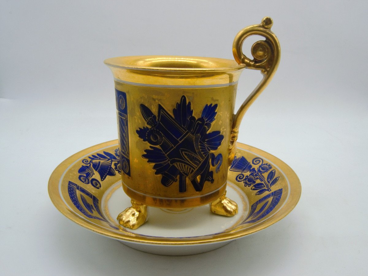 Tasse Tripode Doré Et Bleue – Porcelaine De Paris - XIXème-photo-4