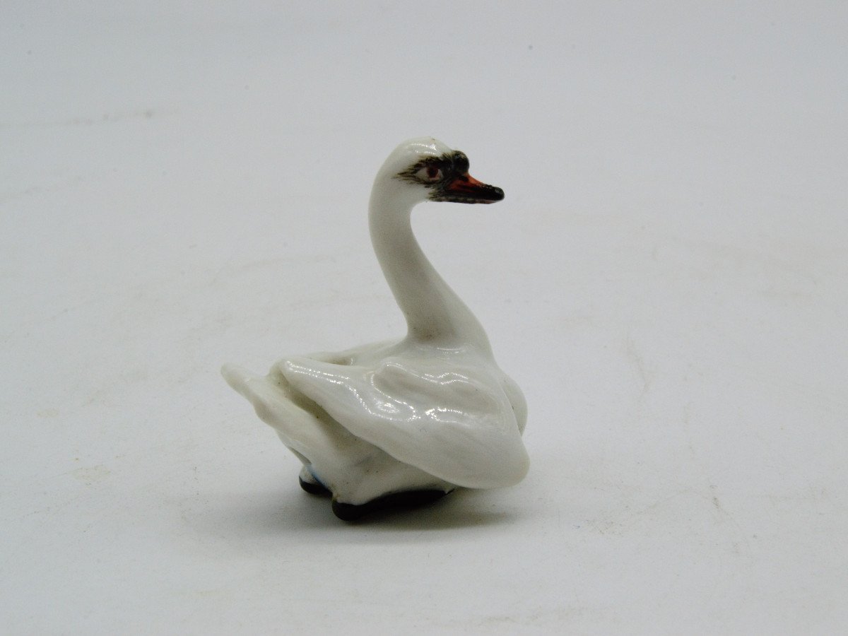 Rare Miniature Swan In Meissen Porcelain - XVIIIth-photo-3