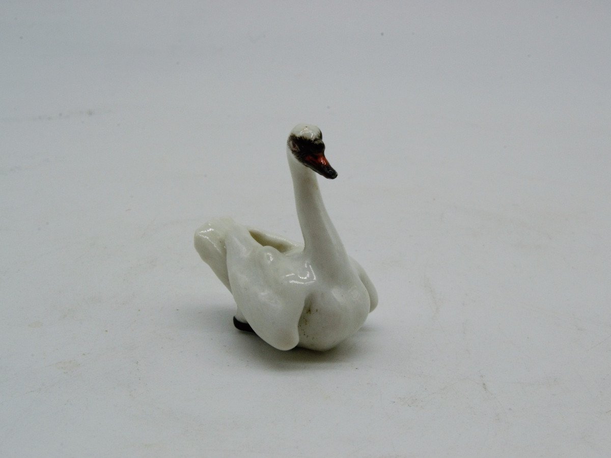 Rare Cygne Miniature En Porcelaine De Meissen - XVIIIeme-photo-4