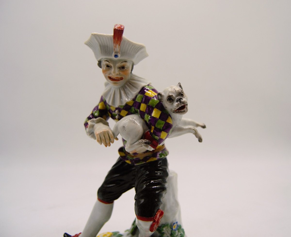 Meissen Porcelain Harlequin And Pug - Twentieth-photo-2