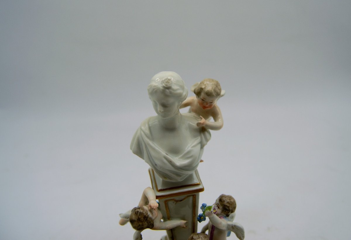 Meissen Porcelain Subject - Putti And Female Bust - XVIIIth-photo-1