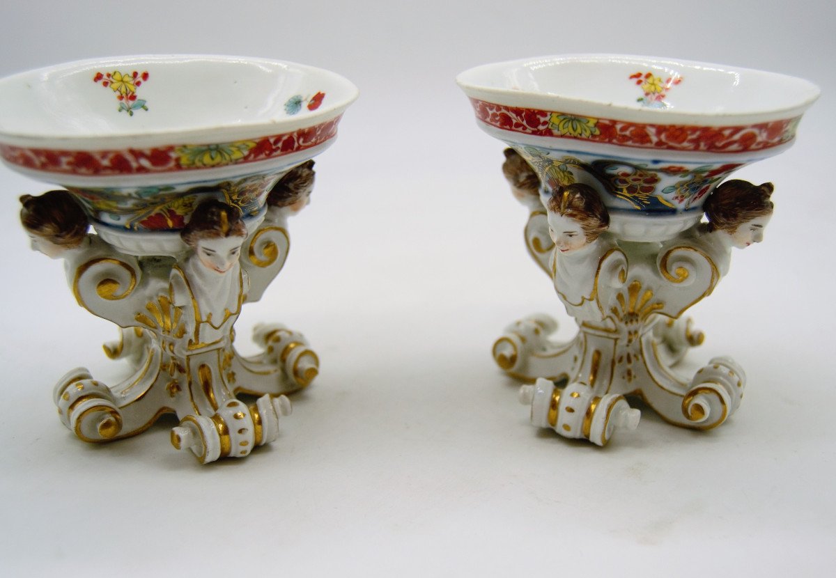 Rare Pair Of Porcelain Salerons - Meissen XVIIIth-photo-1