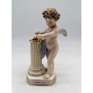 Putto, Amour En Porcelaine Meissen XIX - "je Les Unis"