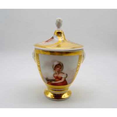 Paris-limoges Porcelain Sugar Bowl - XIXth Century