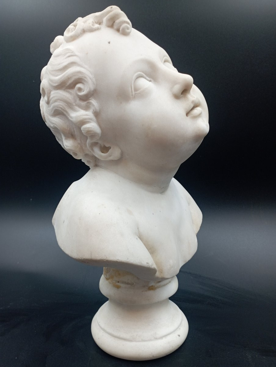 Bust Of A Child In Carrara Marble, 18th Century-photo-7