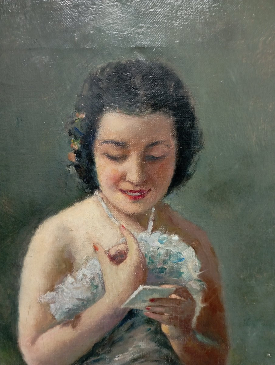 Oil On Canvas Of A Ballerina By R. Charlot -photo-4