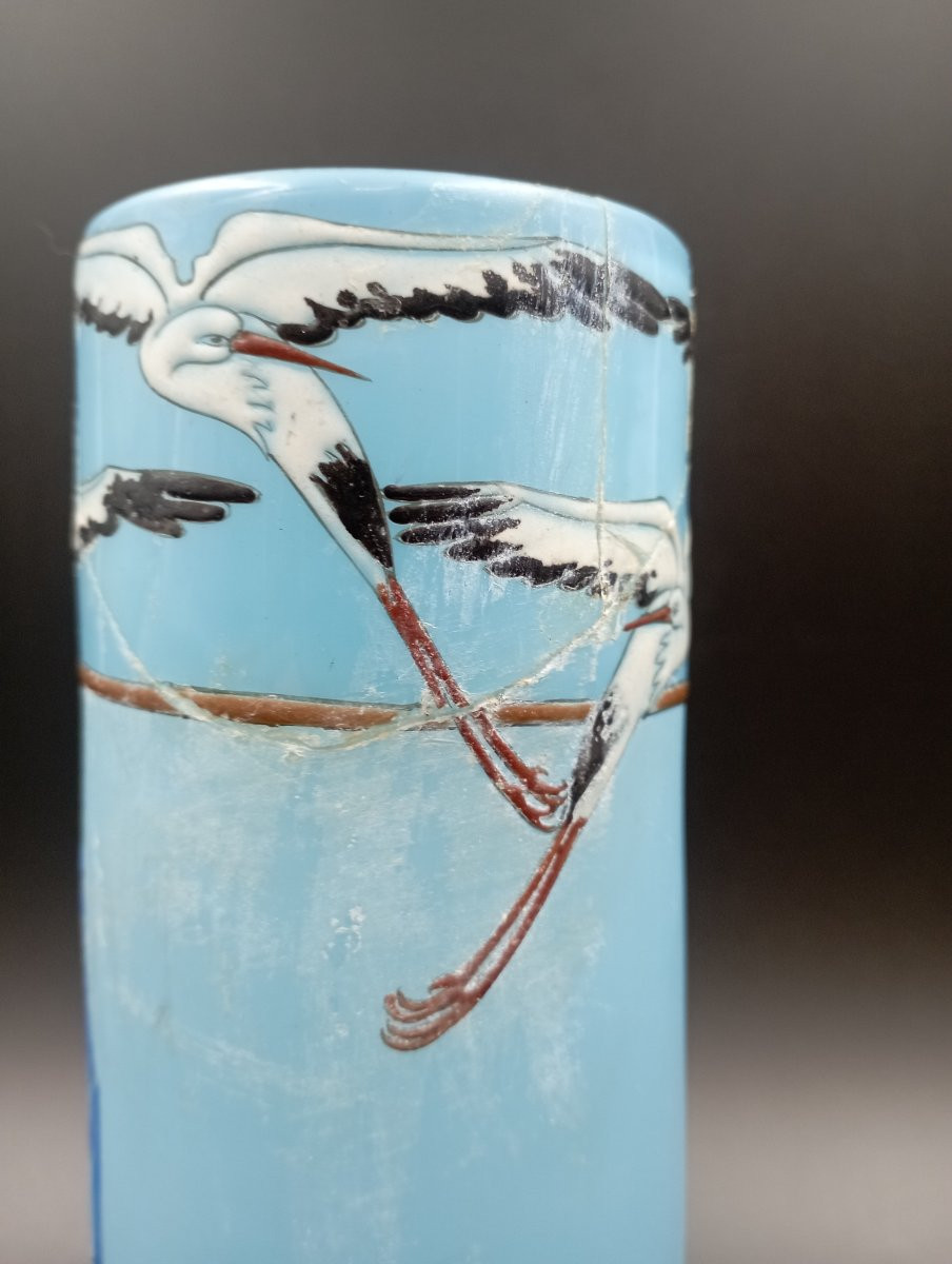 Vase verre émaillé Emile Gallé-photo-4