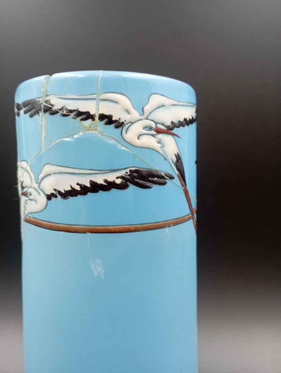Vase verre émaillé Emile Gallé-photo-1
