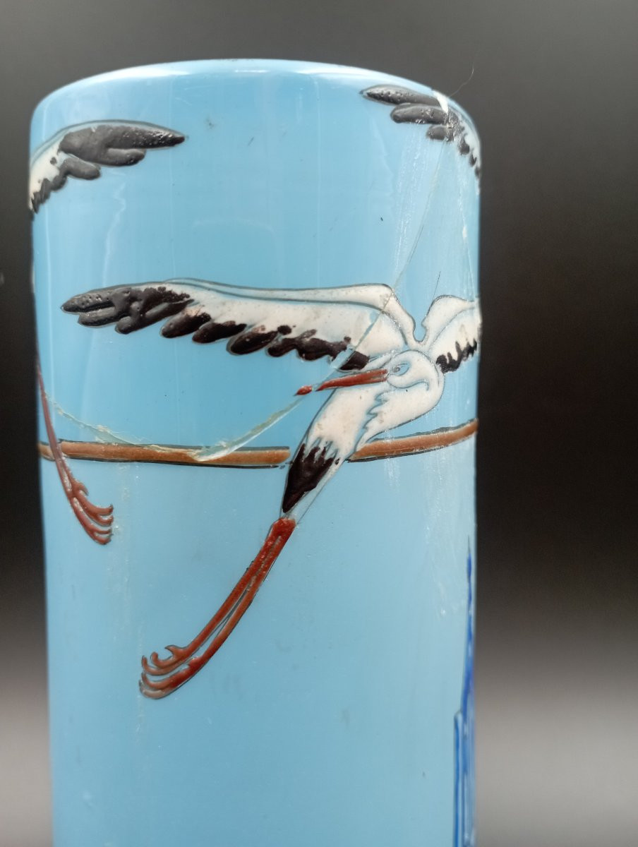 Vase verre émaillé Emile Gallé-photo-3