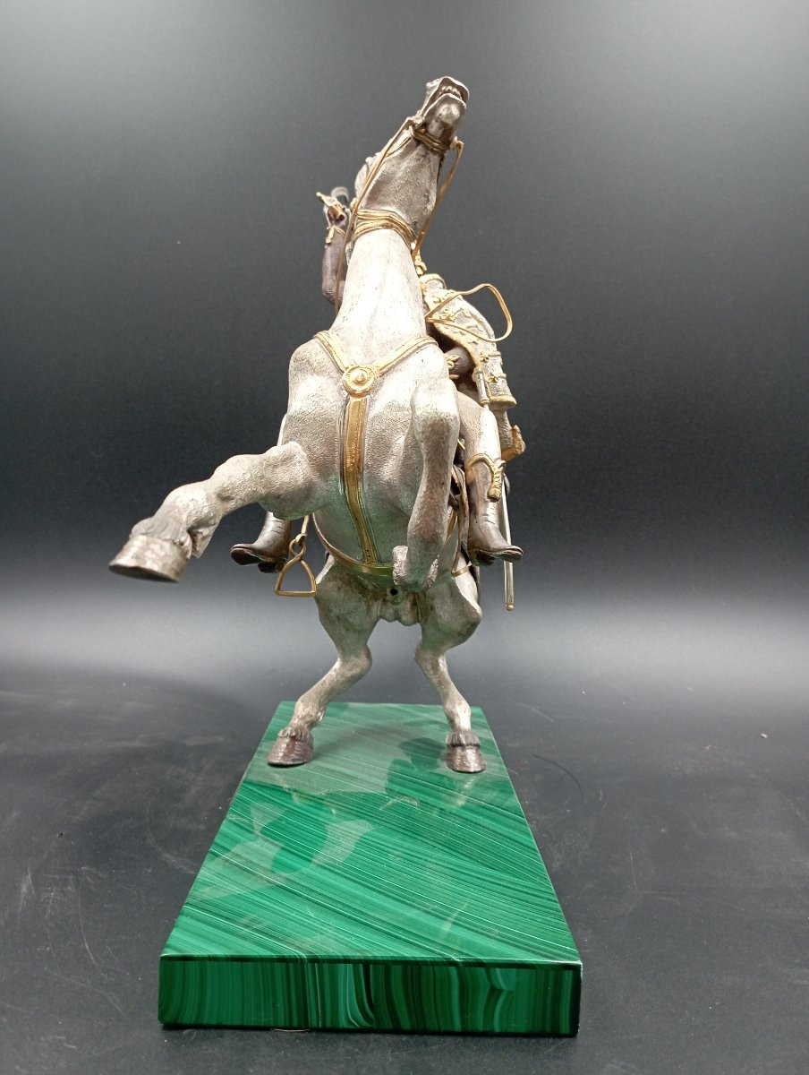Hussard à cheval bronze polychrome de Giuseppe Vasari-photo-2