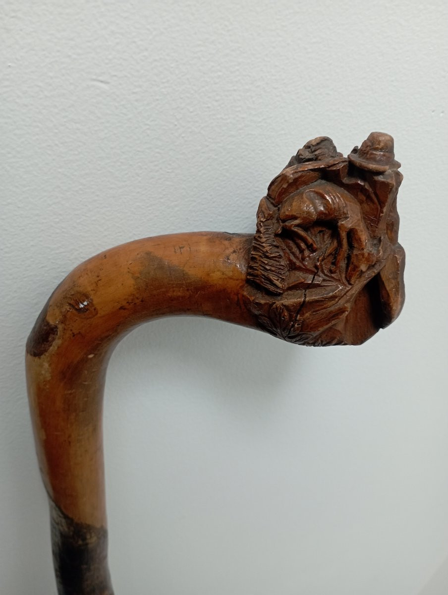 Folk Art Cane "hunter Resting"-photo-2