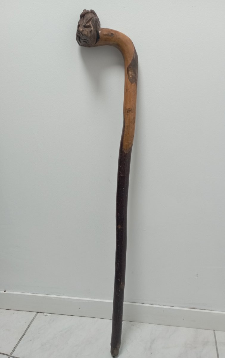 Folk Art Cane "hunter Resting"-photo-3