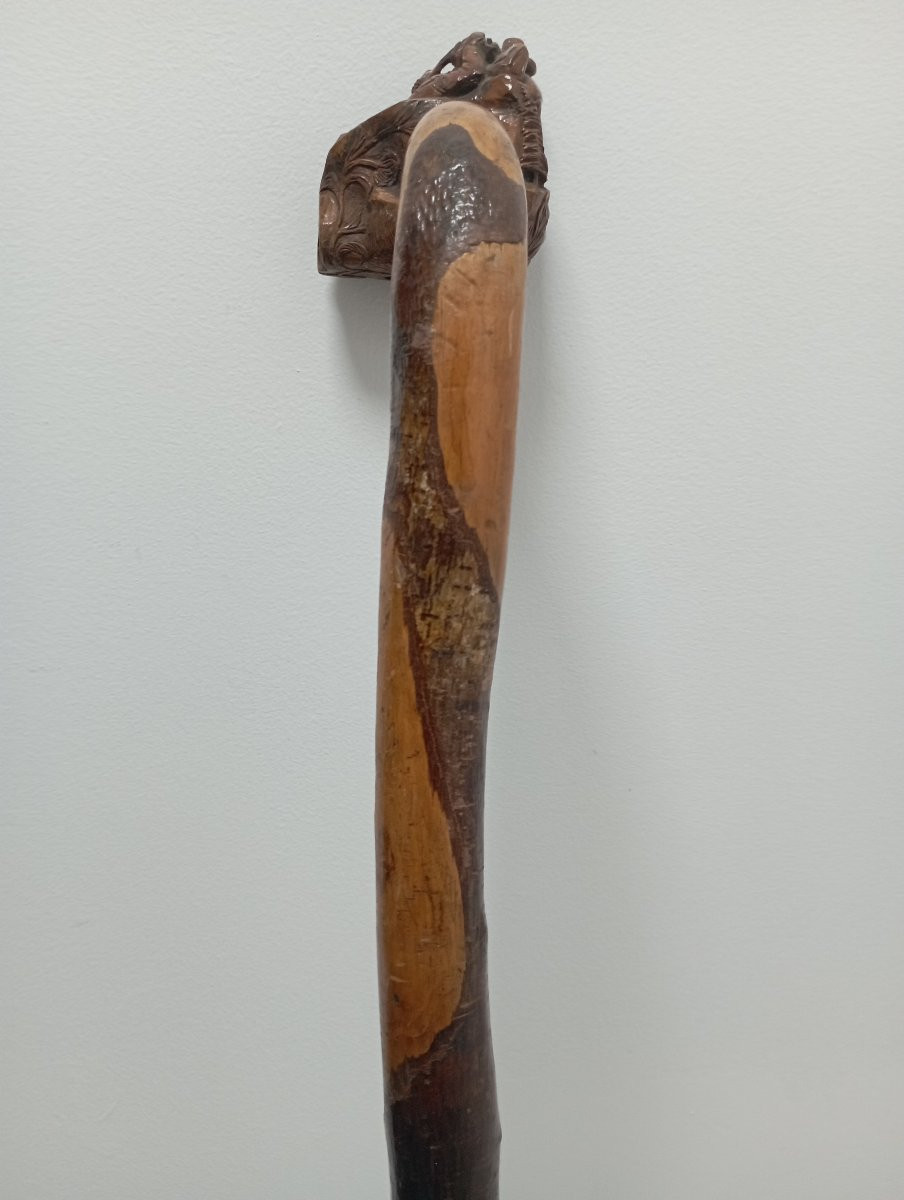 Folk Art Cane "hunter Resting"-photo-1