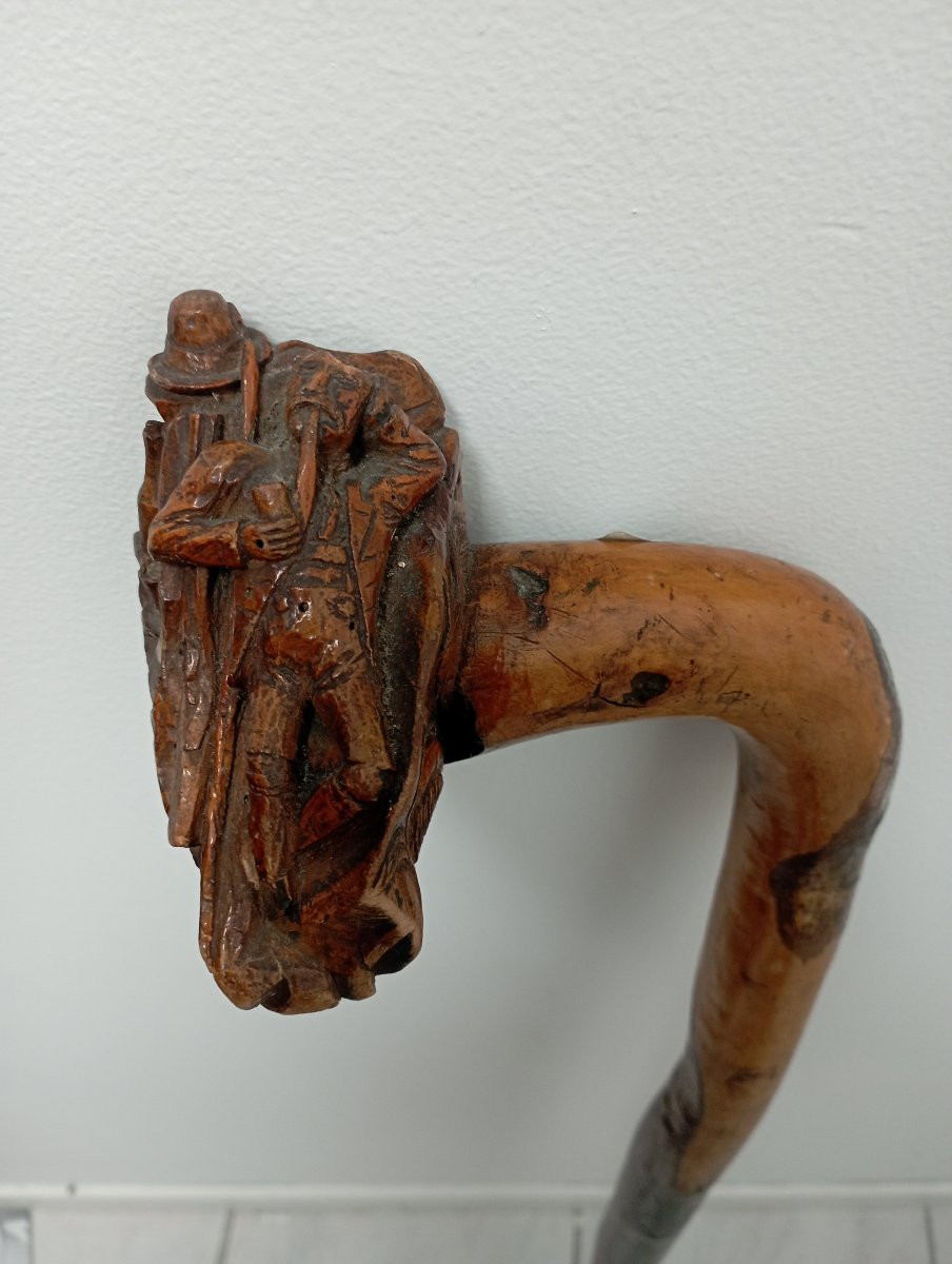 Folk Art Cane "hunter Resting"-photo-3
