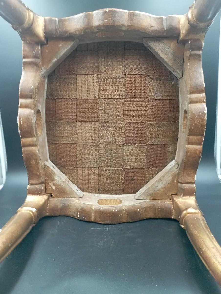 Gilded Wood Stool With Aubusson Tapestry-photo-6