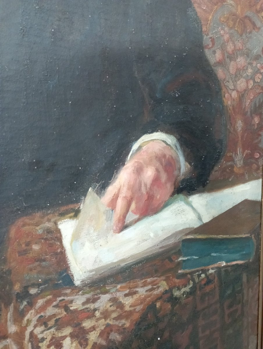 Oil On Canvas Portrait Of Jean Mayné-photo-5