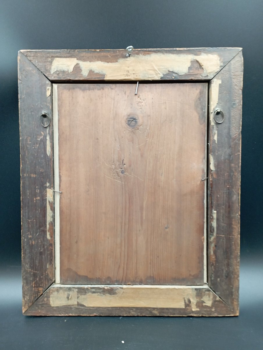 Portrait sur verre églomisé époque XVIII ème siècle-photo-1